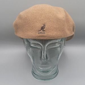KANGOL CAO1474 0258BC Wool 504 Medium Cap Hat Camel Color Beige Tan Very Clean